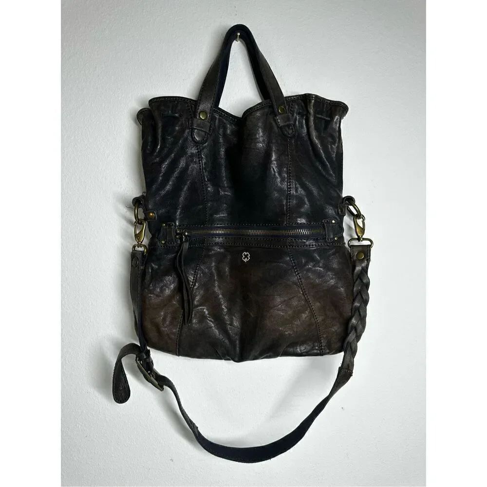 Lucky Brand Black Italian Lamb Leather Shoulder Crossbody Bag